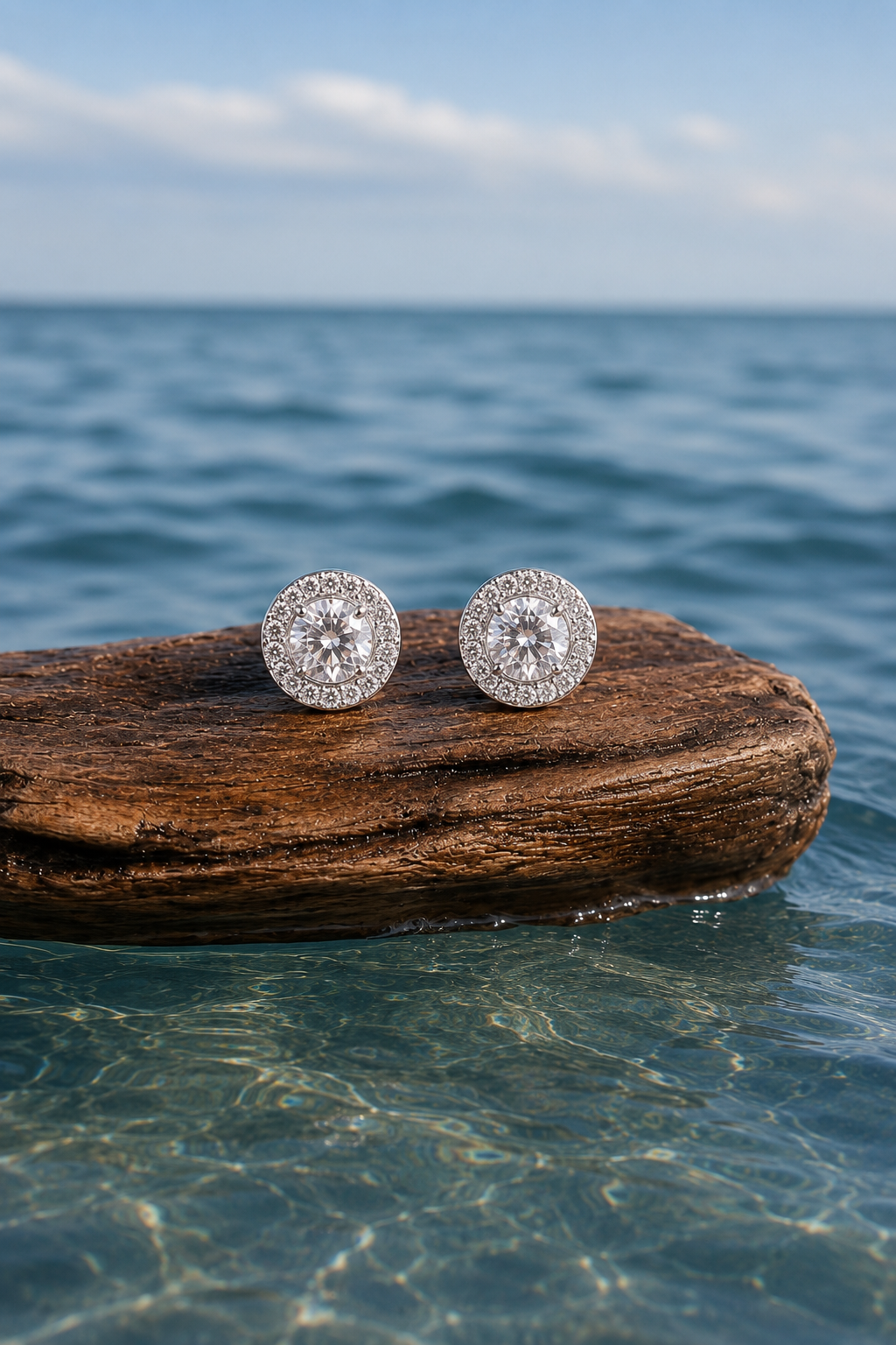 Silver Halo Crystal Statement Studs