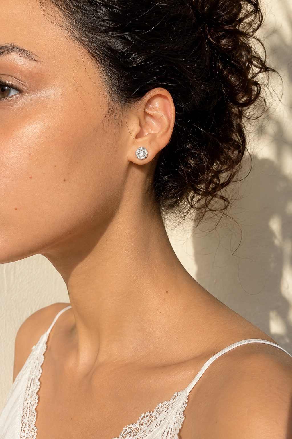 Silver Halo Crystal Statement Studs