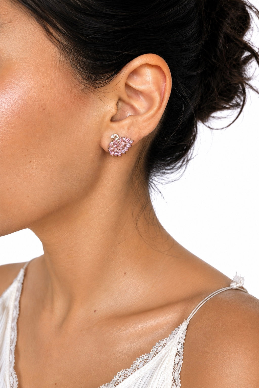 Blush Swan Crystal Earrings