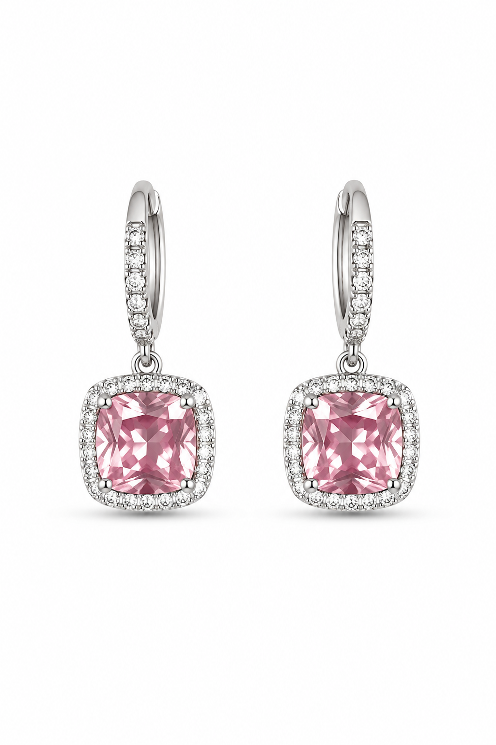 Pink crystal hanging earring