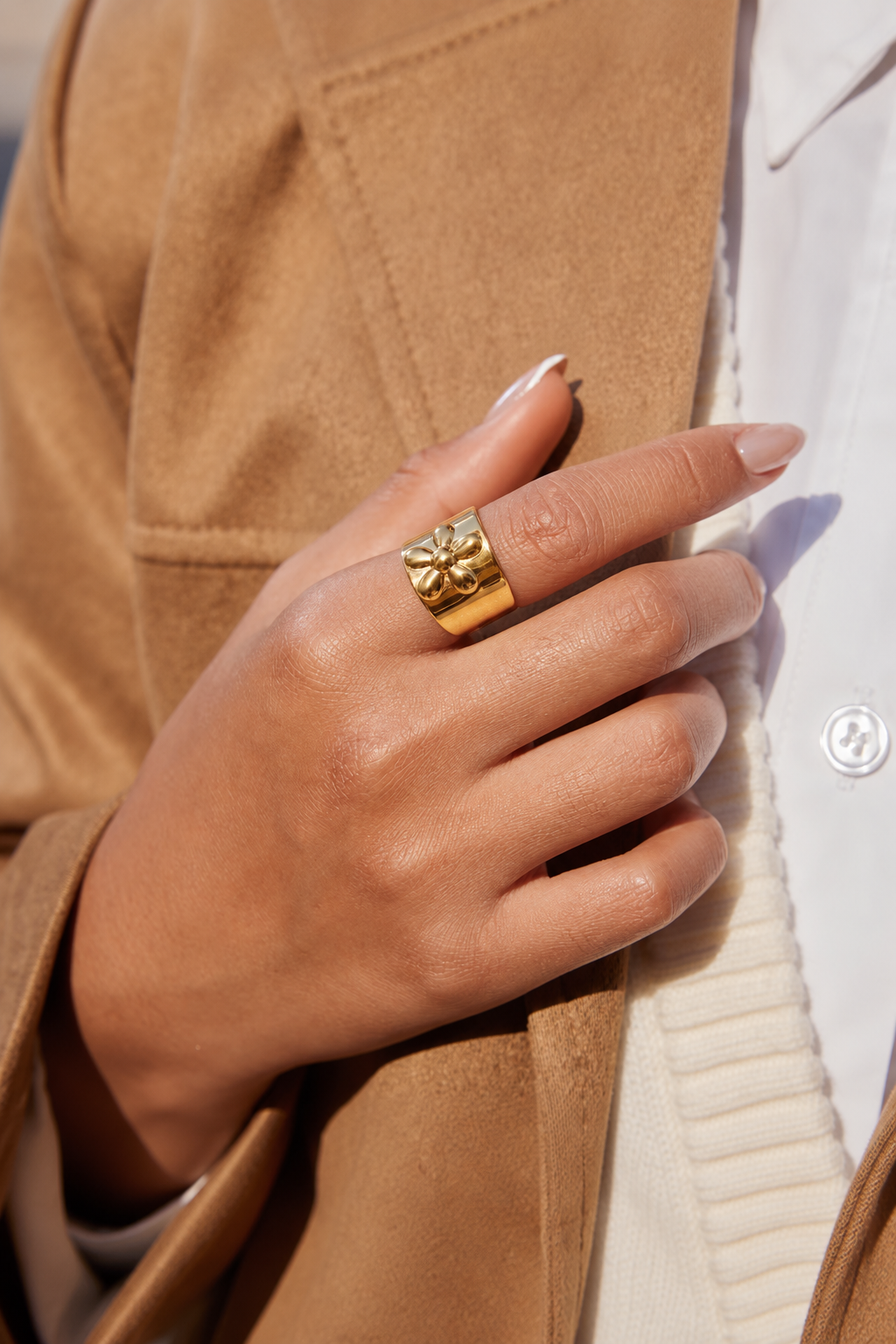 Solara Bloom Gold Statement Ring