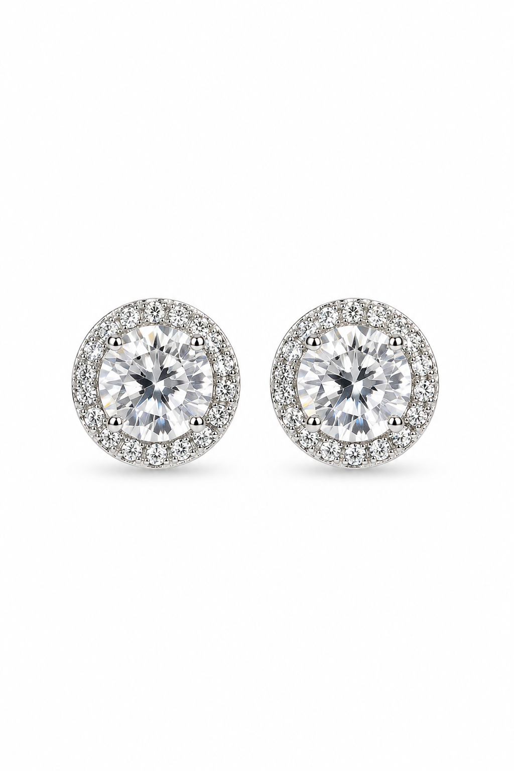 Silver Halo Crystal Statement Studs