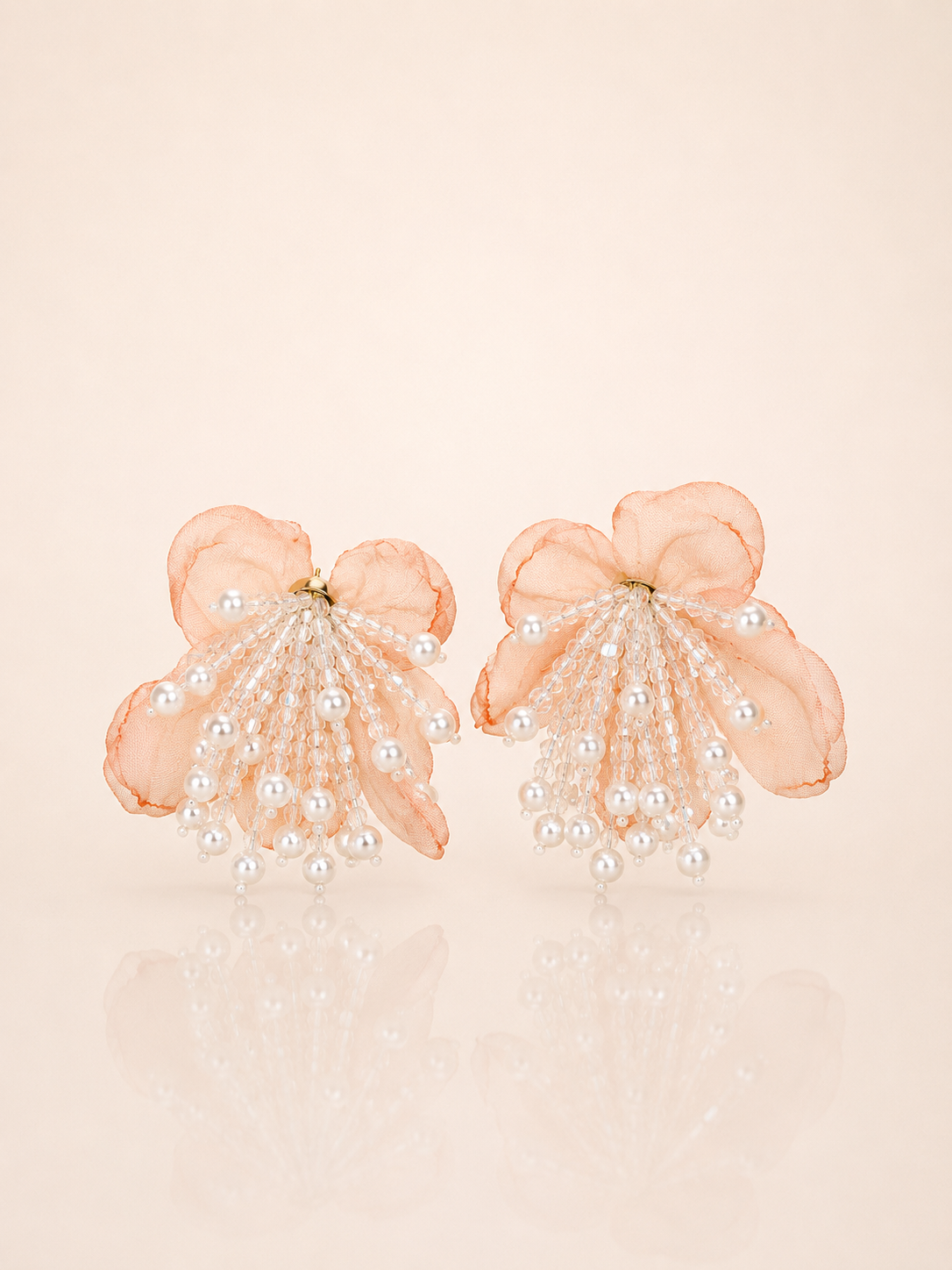 Blush Pearl Bloom Organza Earrings