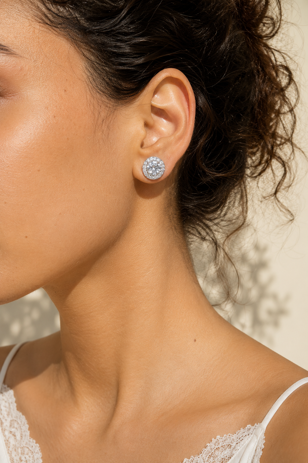 Silver Halo Crystal Statement Studs
