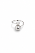 Sleek open-ended silver ball ring