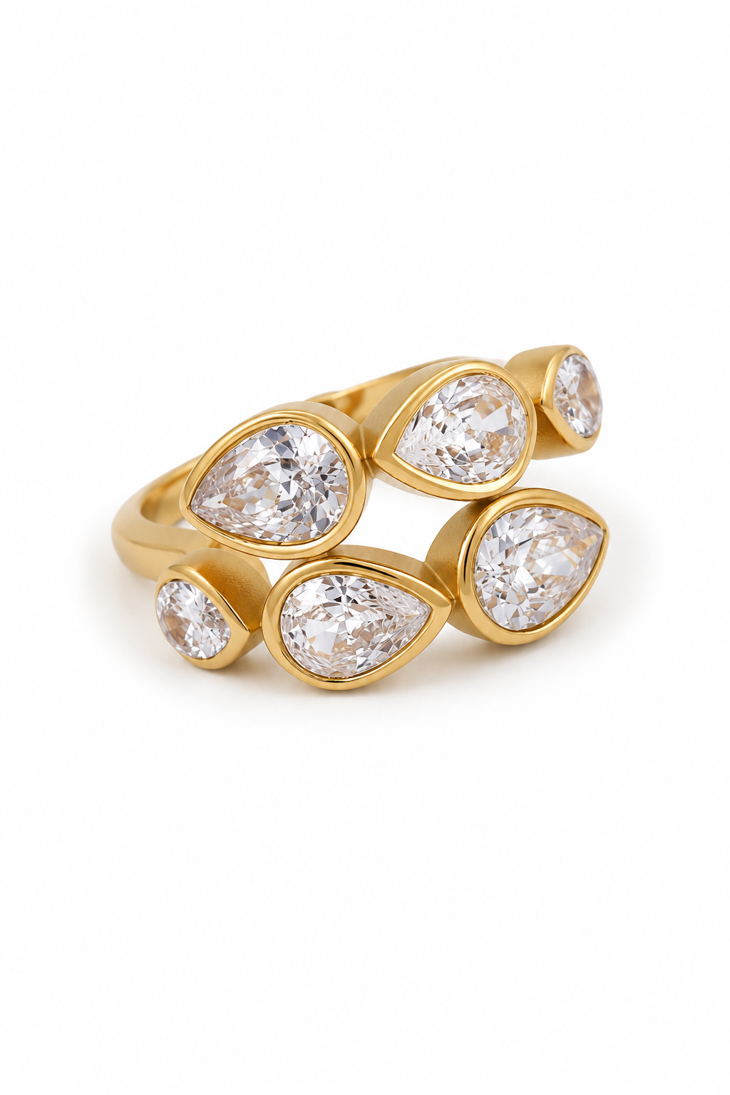 Pear wrap crystal ring