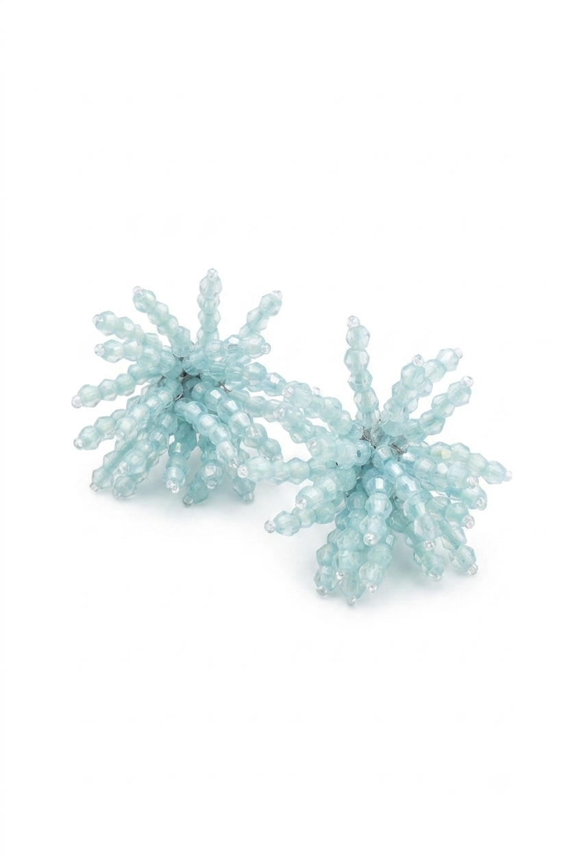 Aqua Bead Holiday Earrings