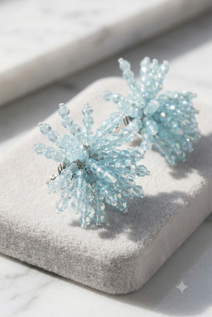 Aqua Bead Holiday Earrings