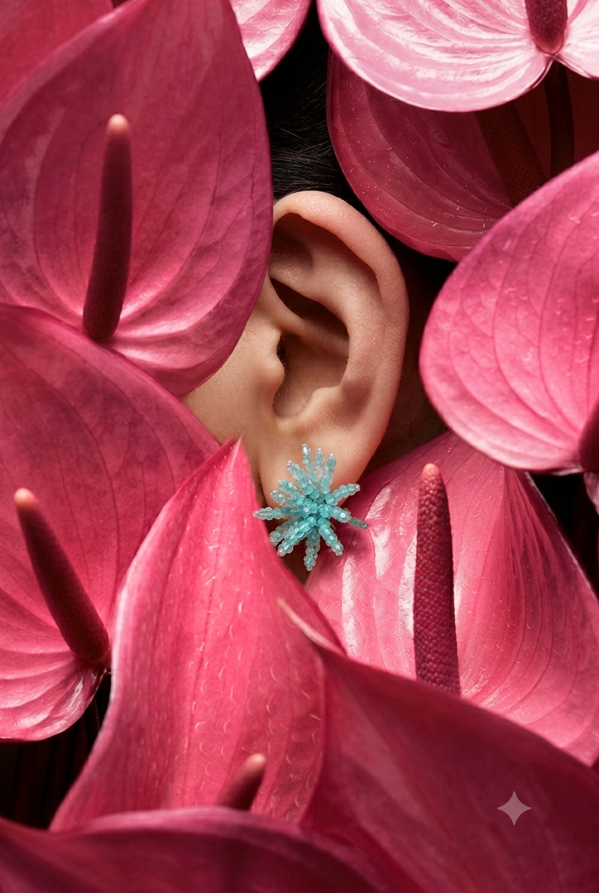 Aqua Bead Holiday Earrings